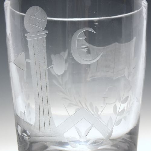 MASONIC ENGRAVED 19TH CENTURY GLASS TUMBLER C1850 - ADDITIONAL PHOTO 4