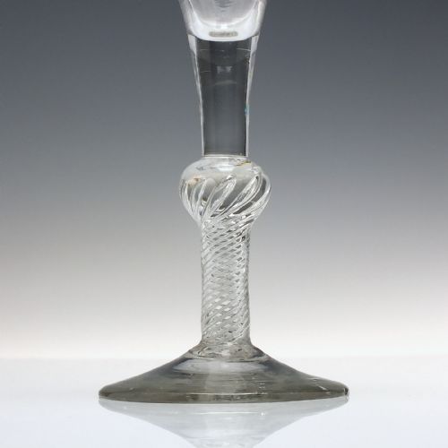 ANTIQUE GEORGIAN ENGRAVED COMPOSITE WINE GLASS C1750 - ADDITIONAL PHOTO 2