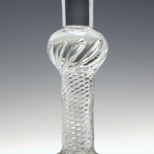 ANTIQUE GEORGIAN ENGRAVED COMPOSITE WINE GLASS C1750 - ADDITIONAL PHOTO 3