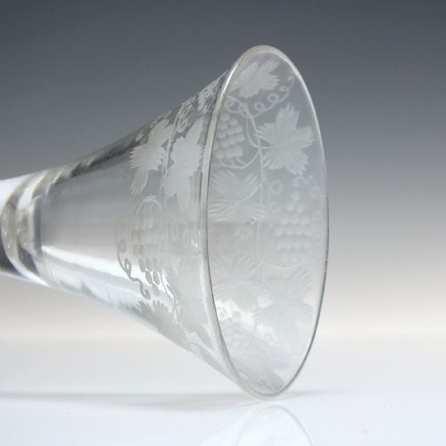 ANTIQUE GEORGIAN ENGRAVED COMPOSITE WINE GLASS C1750 - ADDITIONAL PHOTO 6