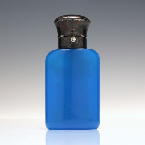 rare victorian opaline blue glass perfume bottle c1870 - CATEGORY: ANTIQUE GLASS - DATED 1870