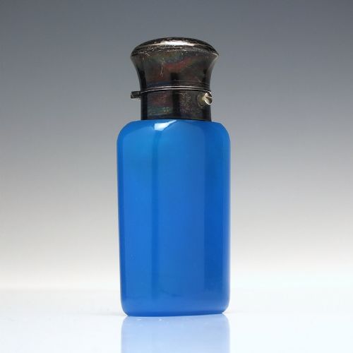 RARE VICTORIAN OPALINE BLUE GLASS PERFUME BOTTLE C1870 - ADDITIONAL PHOTO 1
