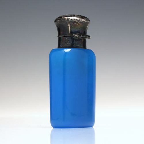 RARE VICTORIAN OPALINE BLUE GLASS PERFUME BOTTLE C1870 - ADDITIONAL PHOTO 2