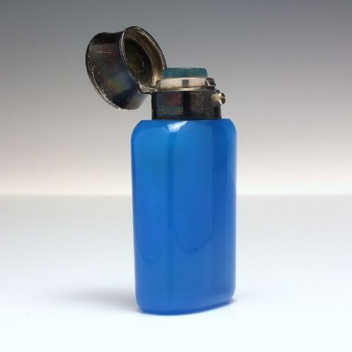 RARE VICTORIAN OPALINE BLUE GLASS PERFUME BOTTLE C1870 - ADDITIONAL PHOTO 3