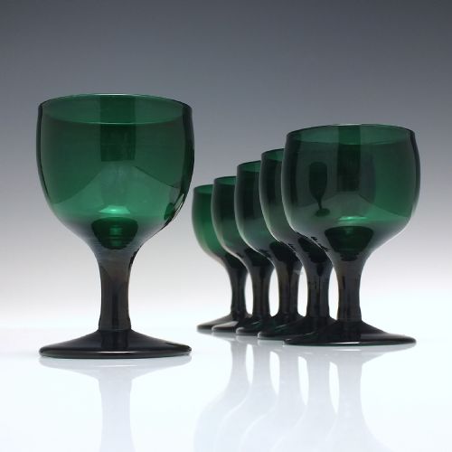 six bristol green wine glasses c1800 - CATEGORY: ANTIQUE GLASS - DATED 1800