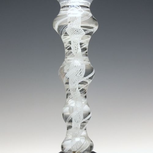 18TH CENTURY QUADRUBLE KNOP OPAQUE TWIST WINE GLASS C1760 - ADDITIONAL PHOTO 1
