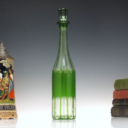victorian green glass decanter or serving bottle c1860 - CATEGORY: ANTIQUE GLASS - DATED 1860