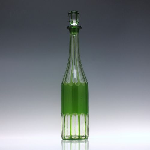 VICTORIAN GREEN GLASS DECANTER OR SERVING BOTTLE C1860 - ADDITIONAL PHOTO 1