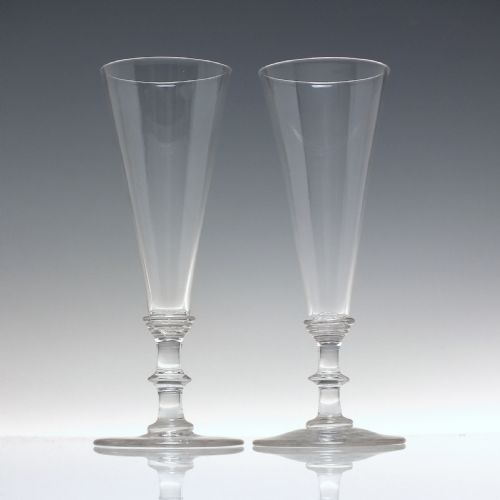 pair elegant georgian champagne or ale flute glasses c1830 - CATEGORY: ANTIQUE GLASS - DATED 1850