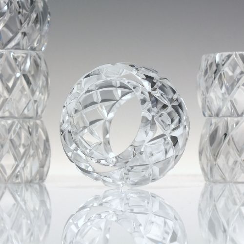 six edwardian crystal napkin holders c1910 - CATEGORY: ANTIQUE GLASS - DATED 1900