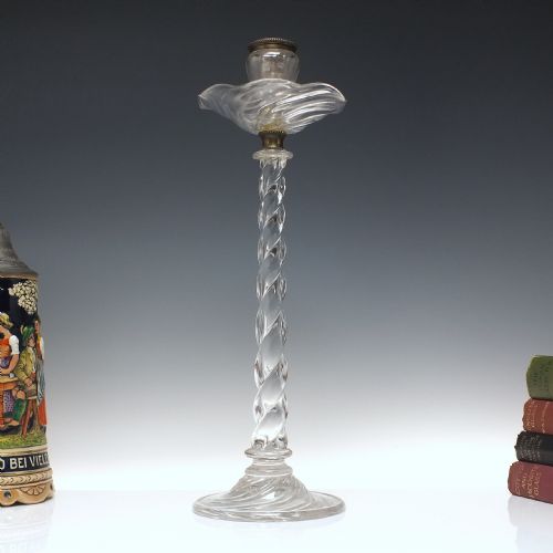 tall art nouveau glass candle stick c1900 - CATEGORY: ANTIQUE GLASS - DATED 1900