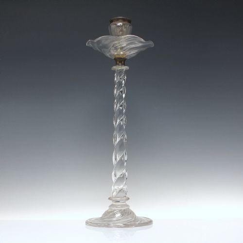 TALL ART NOUVEAU GLASS CANDLE STICK C1900 - ADDITIONAL PHOTO 1