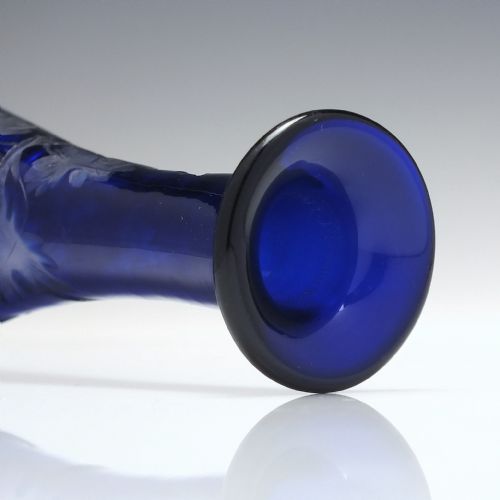 ANTIQUE 19TH CENTURY ENGRAVED BRISTOL BLUE GLASS SERVING BOTTLE C1860 - ADDITIONAL PHOTO 3