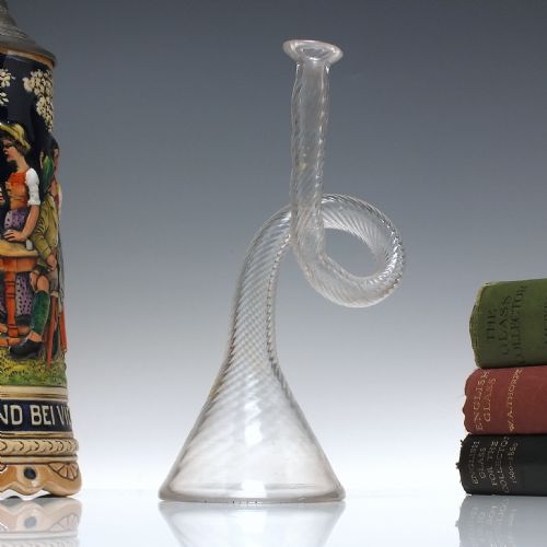 antique victorian wrythen glass horn c1860 - CATEGORY: ANTIQUE GLASS - DATED 1860