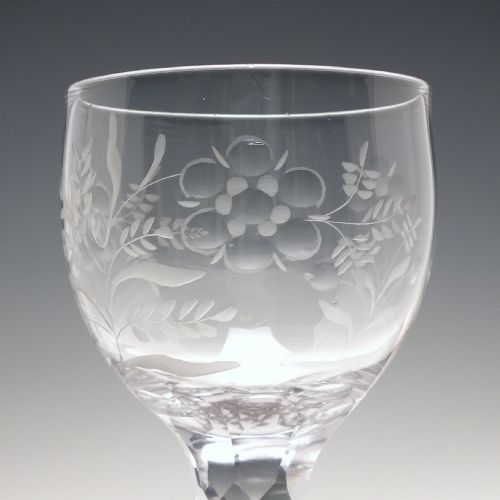 ENGRAVED 18TH CENTURY FACET CUT GLASS GOBLET C1780 - ADDITIONAL PHOTO 3