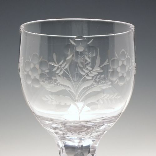 ENGRAVED 18TH CENTURY FACET CUT GLASS GOBLET C1780 - ADDITIONAL PHOTO 6