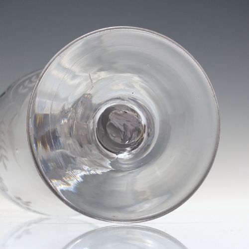 ENGRAVED 18TH CENTURY FACET CUT GLASS GOBLET C1780 - ADDITIONAL PHOTO 8