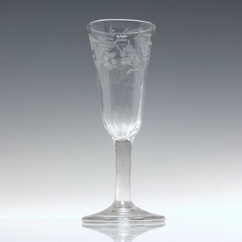 GEORGIAN ENGRAVED PLAIN STEM ALE GLASS C1740 - ADDITIONAL PHOTO 1
