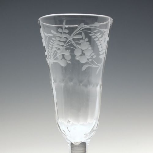 GEORGIAN ENGRAVED PLAIN STEM ALE GLASS C1740 - ADDITIONAL PHOTO 3