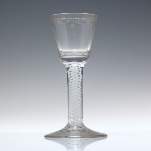 'IRISH' ENGRAVED OPAQUE TWIST WINE GLASS C1760 - ADDITIONAL PHOTO 1