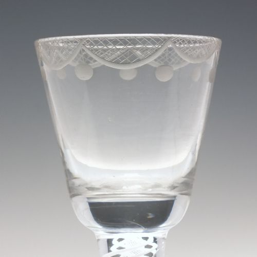 'IRISH' ENGRAVED OPAQUE TWIST WINE GLASS C1760 - ADDITIONAL PHOTO 3