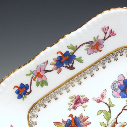 PAIR VICTORIAN COALPORT SQUARE HANDLED SERVING PLATES C1900 IN FLOWER POT PATTERN - ADDITIONAL PHOTO 5