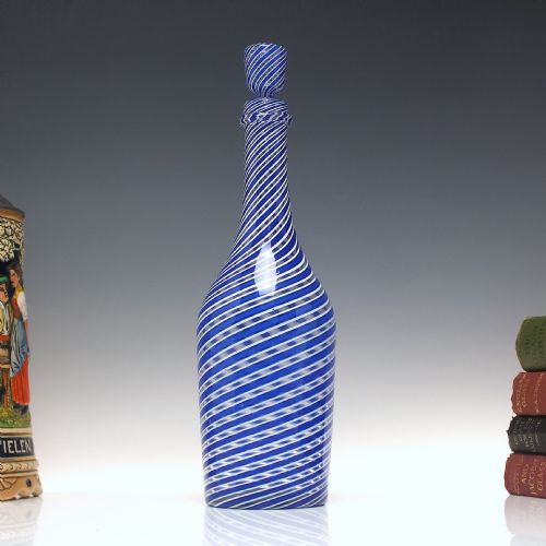 rare clichy latticino glass serving bottle decanter c1850 - CATEGORY: ANTIQUE GLASS - DATED 1850