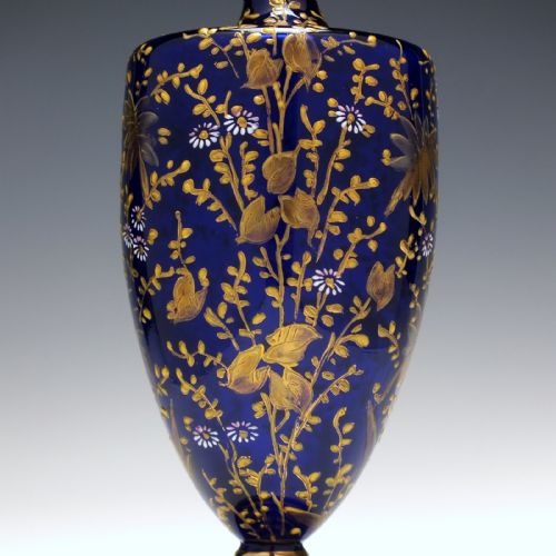 EDWARDIAN GILDED BLUE GLASS VASE C1910 - ADDITIONAL PHOTO 2