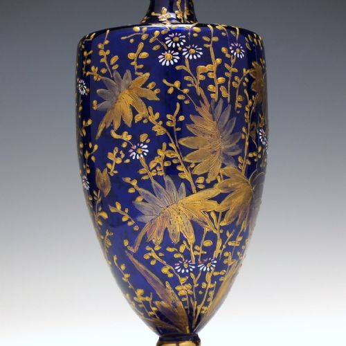 EDWARDIAN GILDED BLUE GLASS VASE C1910 - ADDITIONAL PHOTO 3