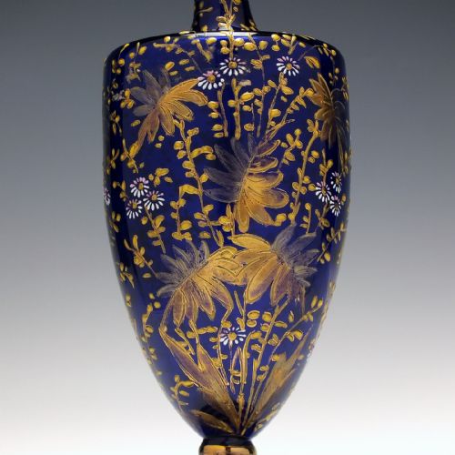 EDWARDIAN GILDED BLUE GLASS VASE C1910 - ADDITIONAL PHOTO 4