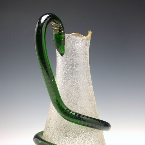 BOHEMIAN HARROCH CRACKLE GLASS SERPENT JUG C1860 - ADDITIONAL PHOTO 1