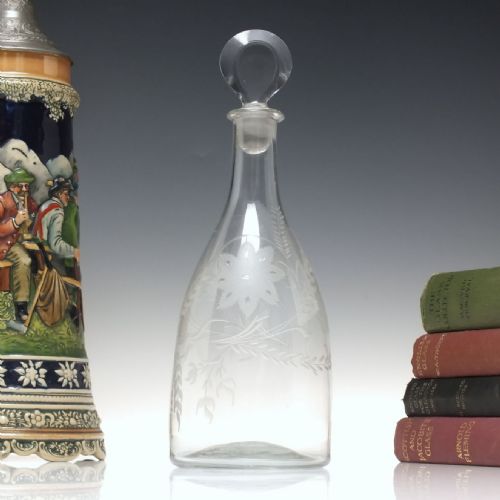 18th century engraved jacobite sympathy glass decanter c1780 - CATEGORY: ANTIQUE GLASS - DATED 1750