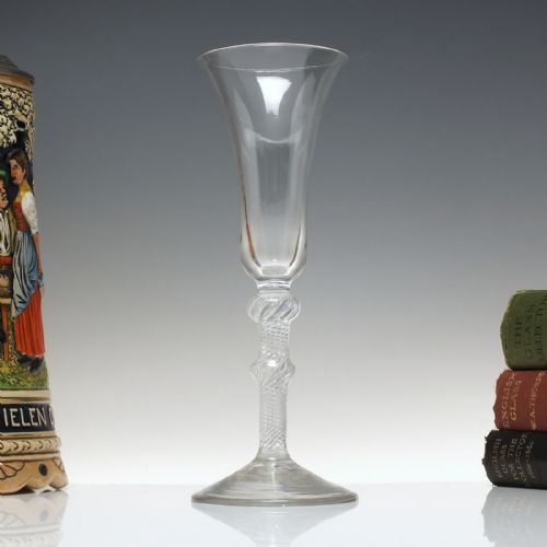18th century double knop air twist ale or champagne glass c1750 - CATEGORY: ANTIQUE GLASS - DATED 1750