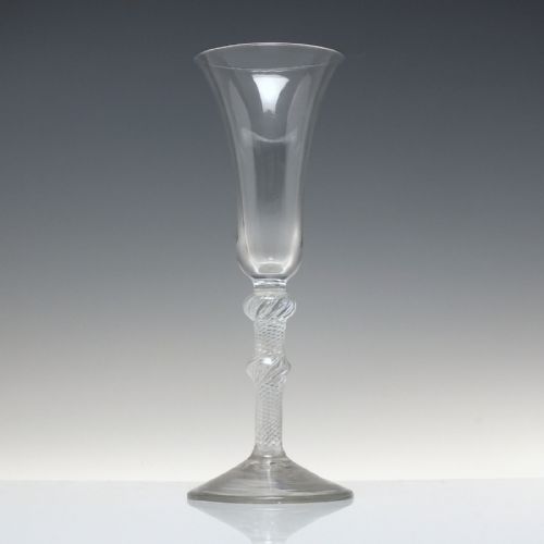 18TH CENTURY DOUBLE KNOP AIR TWIST ALE OR CHAMPAGNE GLASS C1750 - ADDITIONAL PHOTO 1