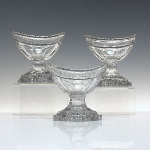 set of three early 19th century cut glass standing salts c1800 - CATEGORY: ANTIQUE GLASS - DATED 1850