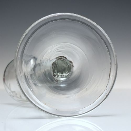 ANTIQUE GEORGIAN ENGRAVED PLAIN STEM WINE GLASS C1740 - ADDITIONAL PHOTO 4