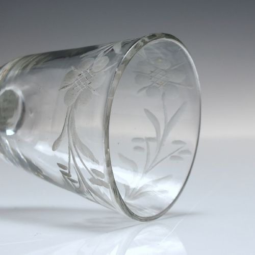ANTIQUE GEORGIAN ENGRAVED PLAIN STEM WINE GLASS C1740 - ADDITIONAL PHOTO 5