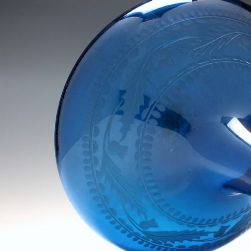 RARE PEACOCK THISTLE ENGRAVED GLASS MELL DECANTER C1830 - ADDITIONAL PHOTO 2