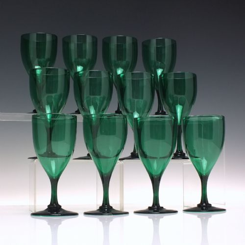 TWELVE 19TH CENTURY GREEN WINE GLASSES C1850 - ADDITIONAL PHOTO 1