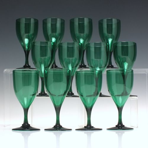TWELVE 19TH CENTURY GREEN WINE GLASSES C1850 - ADDITIONAL PHOTO 2