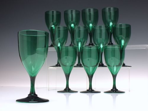 TWELVE 19TH CENTURY GREEN WINE GLASSES C1850 - ADDITIONAL PHOTO 3