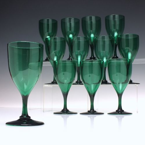TWELVE 19TH CENTURY GREEN WINE GLASSES C1850 - ADDITIONAL PHOTO 4
