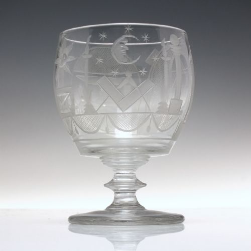 MASONIC ENGRAVED VICTORIAN GLASS RUMMER C1840 - ADDITIONAL PHOTO 1