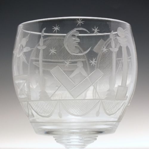 MASONIC ENGRAVED VICTORIAN GLASS RUMMER C1840 - ADDITIONAL PHOTO 2