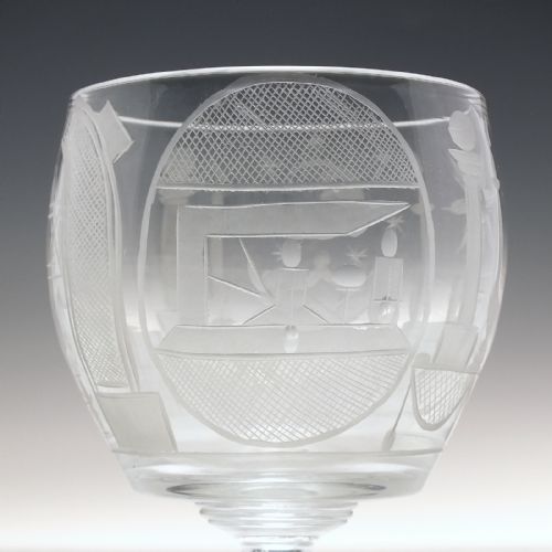 MASONIC ENGRAVED VICTORIAN GLASS RUMMER C1840 - ADDITIONAL PHOTO 4