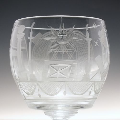 MASONIC ENGRAVED VICTORIAN GLASS RUMMER C1840 - ADDITIONAL PHOTO 5