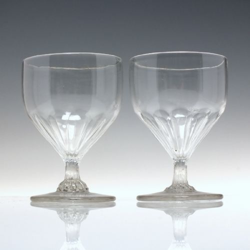 pair 18th century georgian petal moulded glass rummers c1780 - CATEGORY: ANTIQUE GLASS - DATED 1750