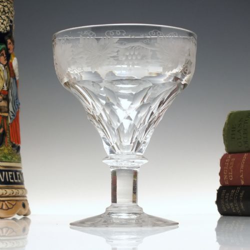 engraved pan top glass rummer c1930 - CATEGORY: ANTIQUE GLASS - DATED 1930