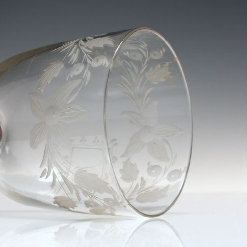 ENGRAVED 19TH CENTURY GLASS WINE GOBLET C1880 - ADDITIONAL PHOTO 4