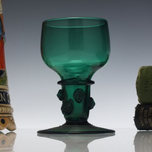 antique bristol green wine roemer glass with hollow stem c1780 - CATEGORY: ANTIQUE GLASS - DATED 1750